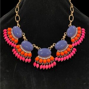 J. Crew Fan Fringe Statement Necklace in Fuchsia